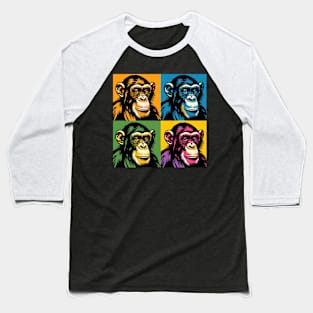 Prismatic Primate Panorama: Pop Art Ape Baseball T-Shirt